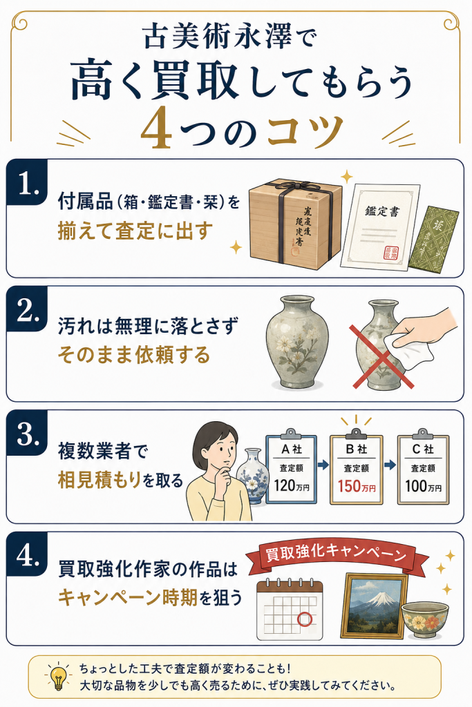 古美術永澤で高く買取してもらうコツ　図解