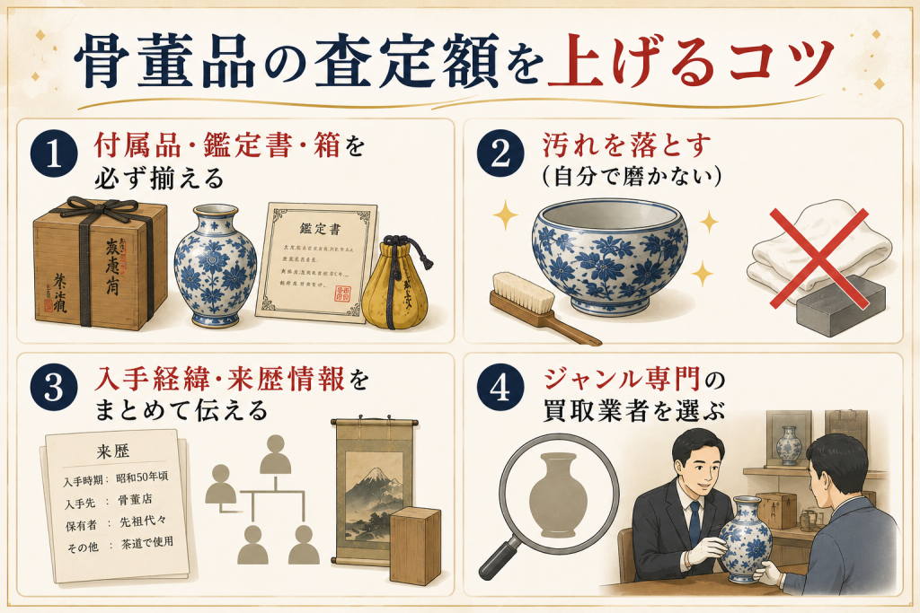 骨董品の査定額を上げるコツ