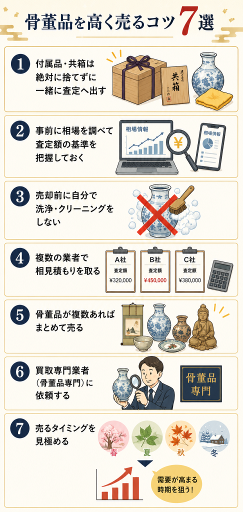 骨董品を高く売るコツ　図解