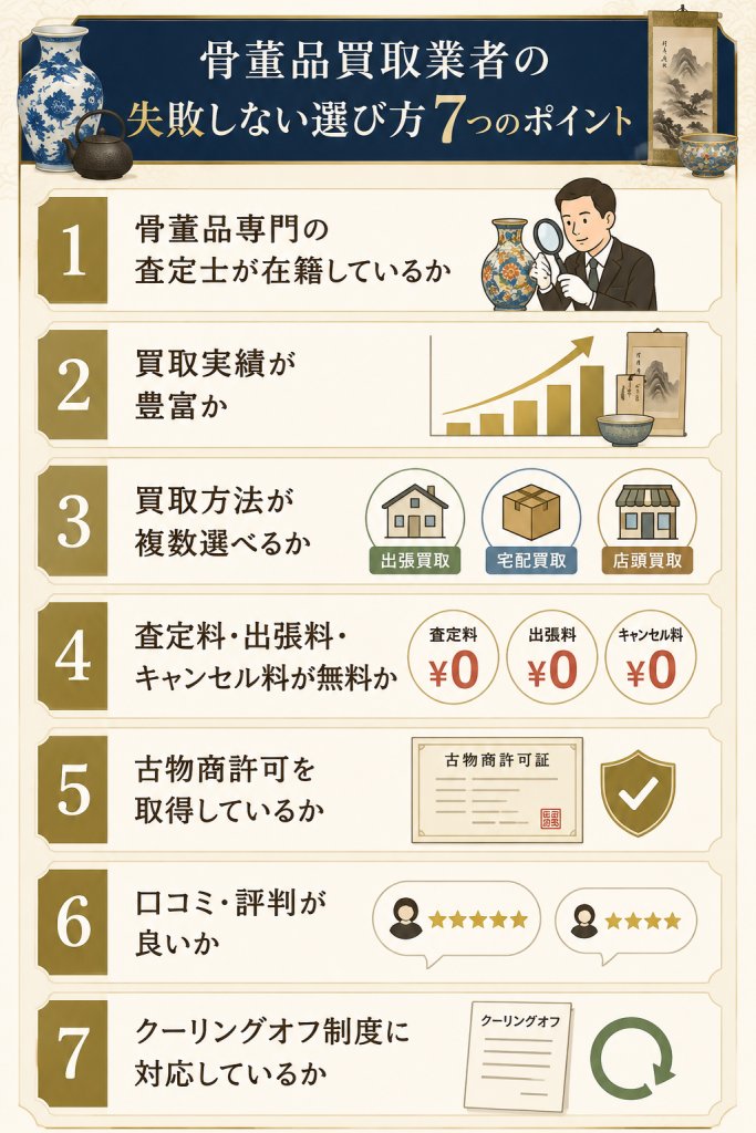 骨董品買取業者の失敗しない選び方7つのポイント