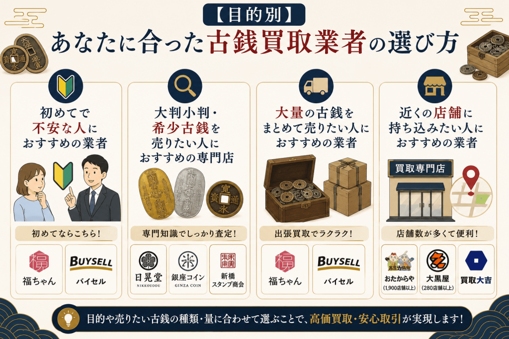【目的別】あなたに合った古銭買取業者の選び方