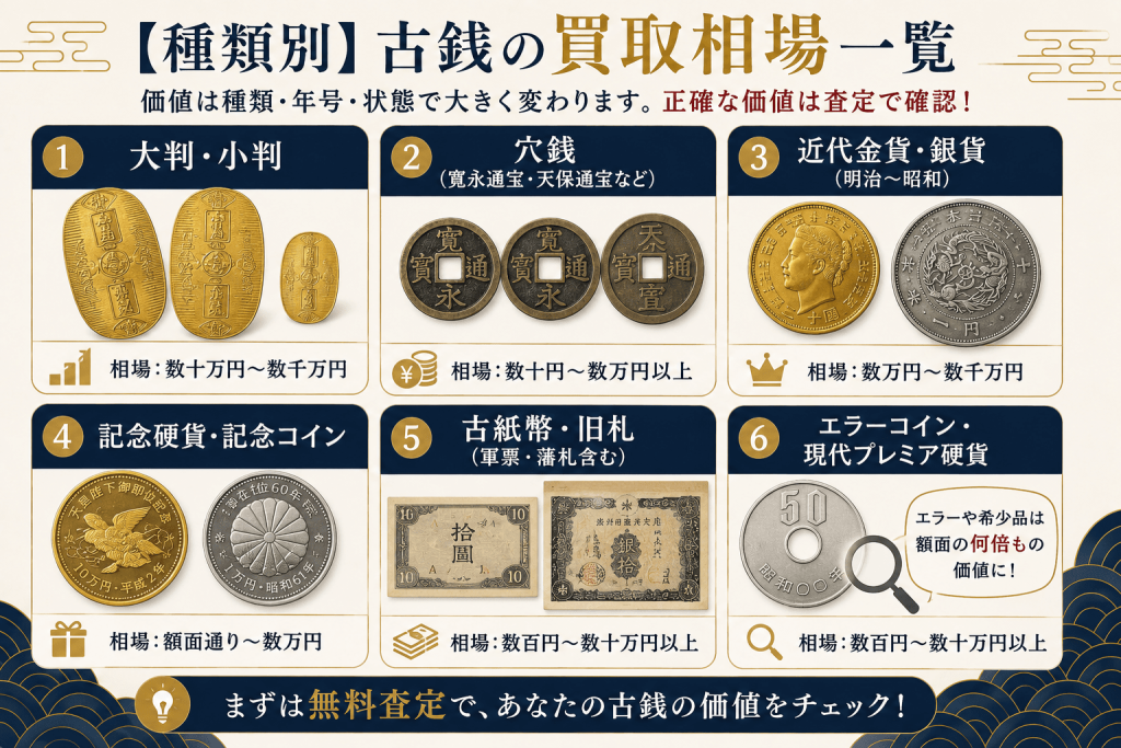 【種類別】古銭の買取相場一覧