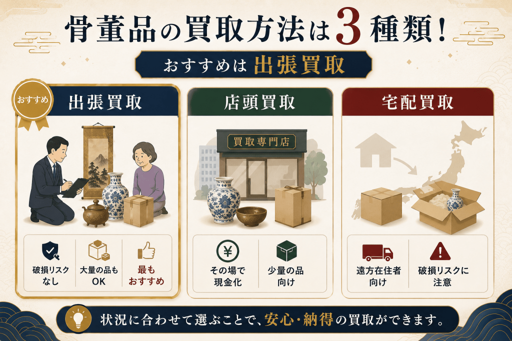 骨董品の買取方法は3種類！おすすめは出張買取
